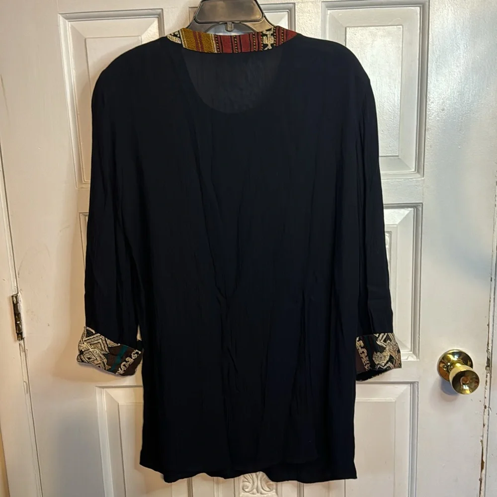Carole Little Vintage Ribbed Appliqué Button Down Tunic Top Size 6 - Picture 6 of 12